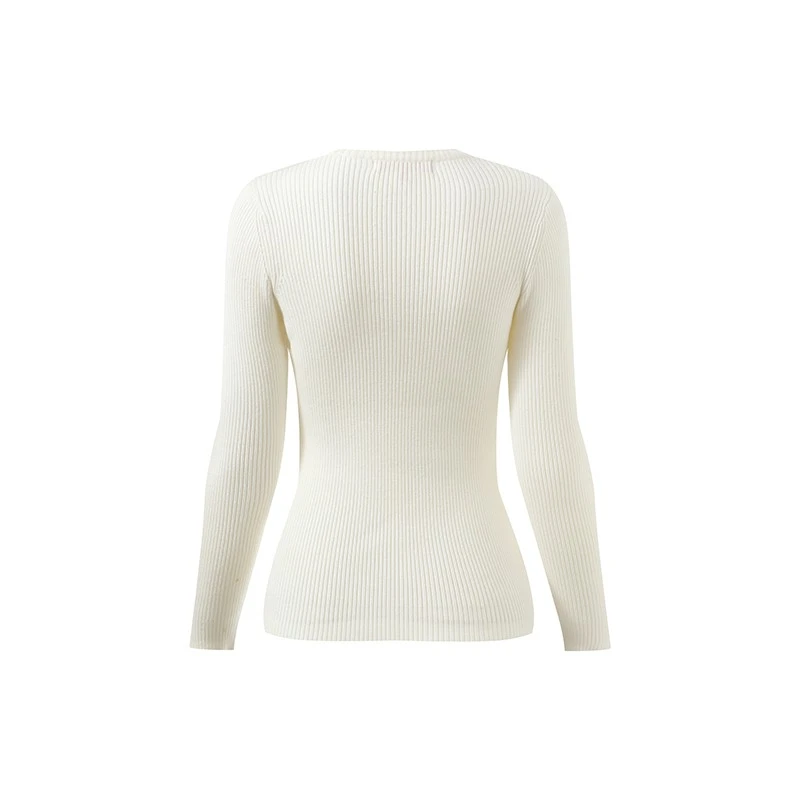 ribbed knitted round neck sweater-1